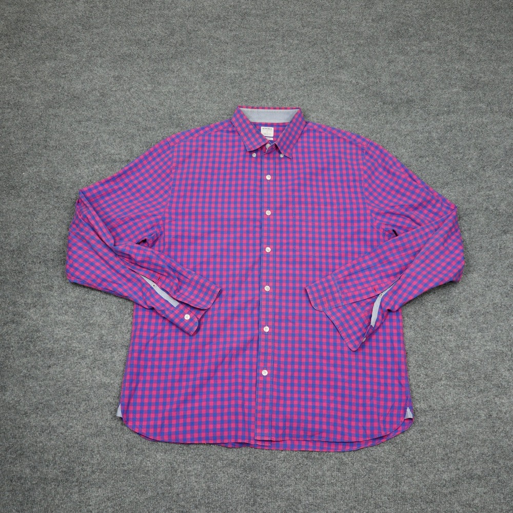 Bonobos Shirt Mens Large Pink Blue Gingham Standard Fit Button Down Long Sleeve